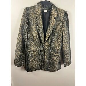 Harve‎ Benard by Benard Holtzman Faux Fur Snake Print Blazer Jacket Women's Sz 6
